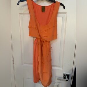 Ali Ro Asymmetrical Orange Sleeveless Dress - Size S
